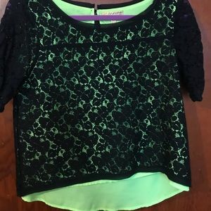 Princess Vera Wang (Kohl’s) lace chartreuse blouse